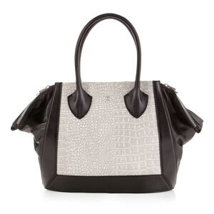 Pour Le Victorie Maison Black and White Leather Tote Bag